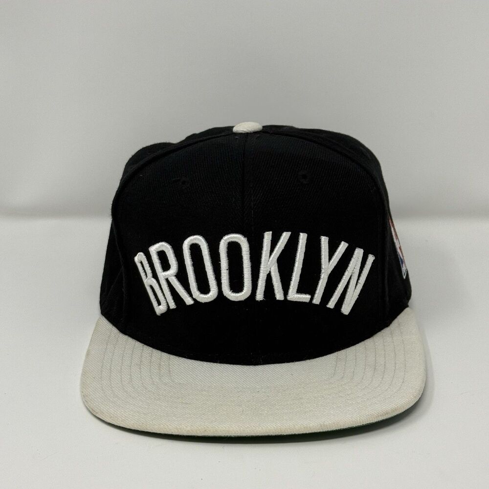 Brooklyn Nets Mitchell & Ness Strapback Hat Black NBA Basketball OSFA Wool Blend